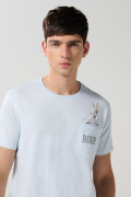 Camiseta azul de Looney Tunes con bolsillo y manga corta