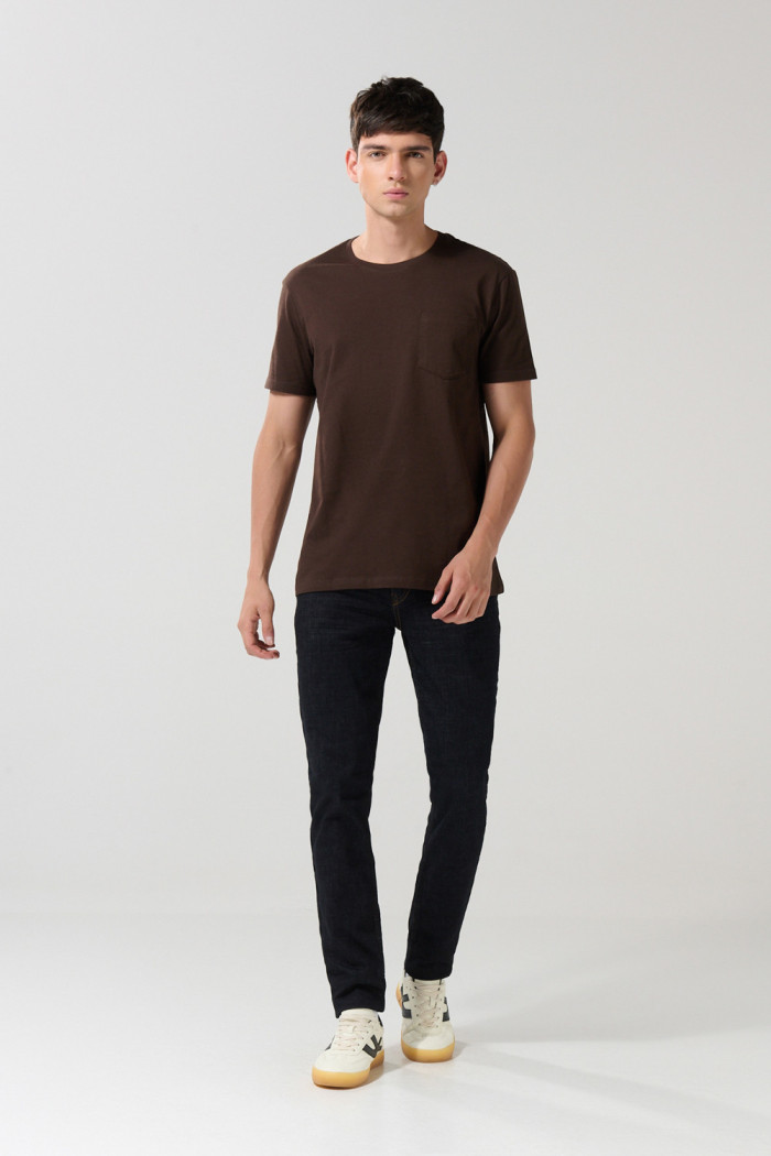 Jean azul intenso skinny con tiro bajo y cremallera