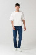 Jean tiro bajo slim ajustado azul oscuro con cremallera