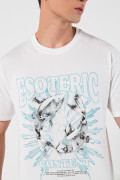 Camiseta manga corta crema con estampado esotérico