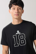Camiseta cuello redondo negra college en algodón