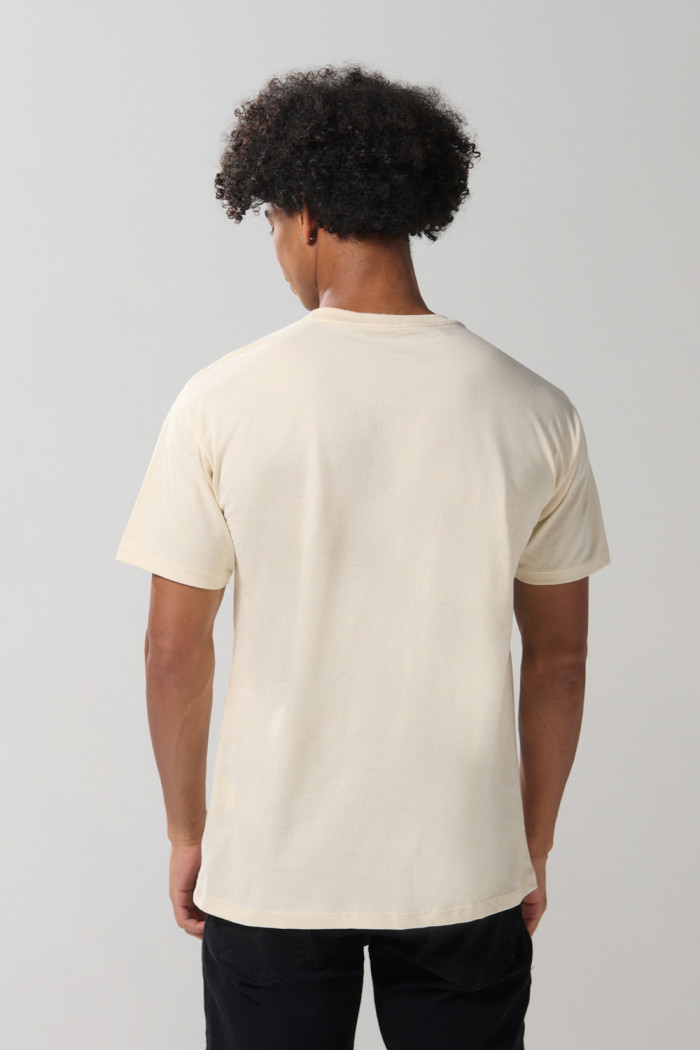 Camiseta cuello redondo kaki con diseño de comida