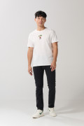 Camiseta manga corta crema con diseño de playa