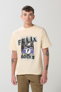 Camiseta kaki clara de Félix el Gato con manga corta