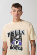 Camiseta kaki clara de Félix el Gato con manga corta