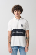 Camiseta polo unicolor con diseño de Yale y manga corta