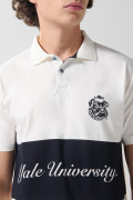 Camiseta polo unicolor con diseño de Yale y manga corta