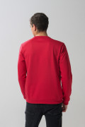 Buzo cuello redondo rojo oscuro con diseño college