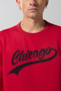 Buzo cuello redondo rojo oscuro con diseño college