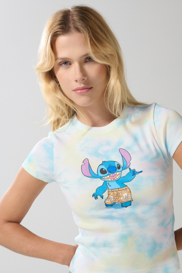 Camiseta crema tie dye de Lilo & Stitch manga corta