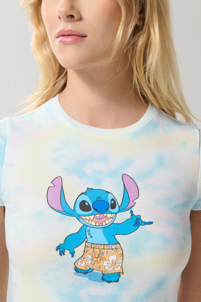 Camiseta crema tie dye de Lilo & Stitch manga corta
