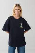 Camiseta oversize azul intensa manga corta de Snoopy