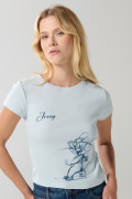 Camiseta azul clara cuello redondo de Tom y Jerry