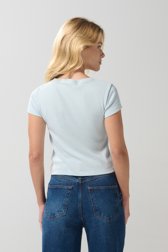 Camiseta azul clara cuello redondo de Tom y Jerry