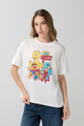 Camiseta de Plaza Sésamo crema en algodón manga corta