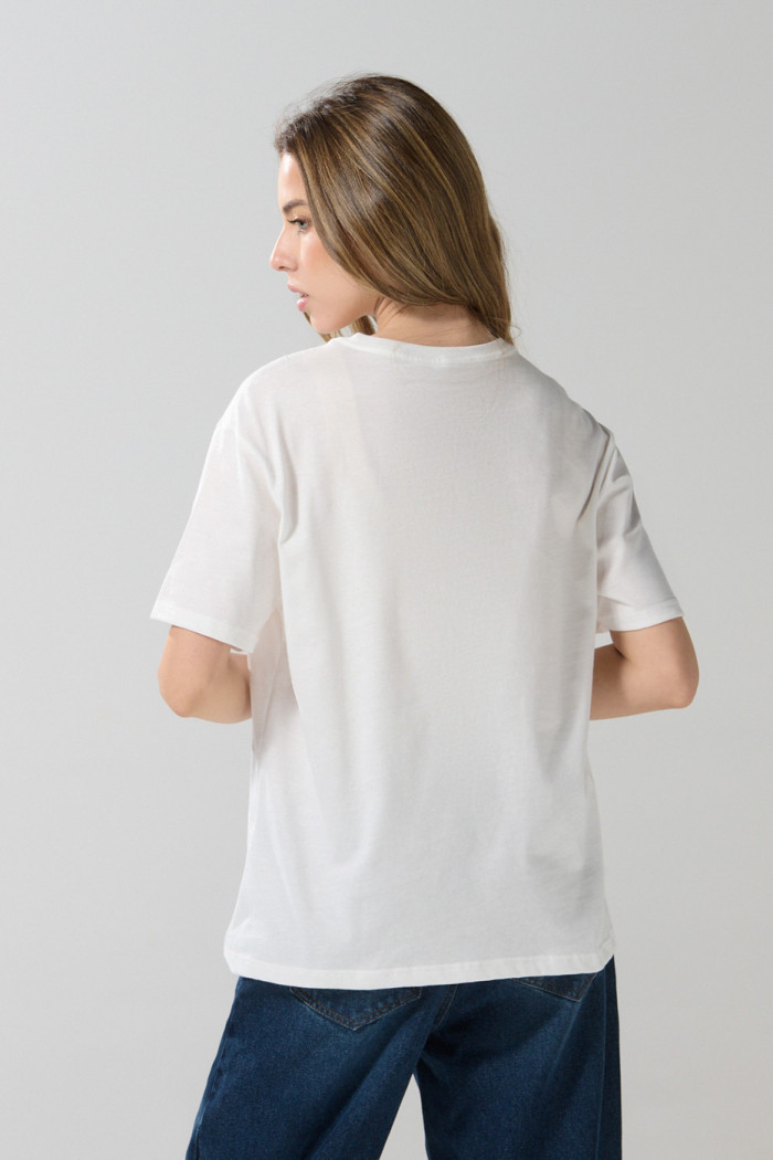 Camiseta de Plaza Sésamo crema en algodón manga corta