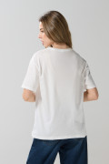 Camiseta de Plaza Sésamo crema en algodón manga corta