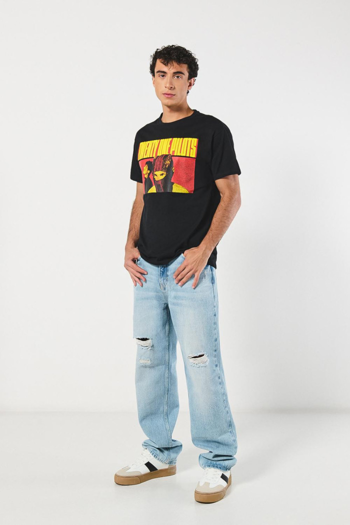 Camiseta de Twenty One Pilots negra con cuello redondo
