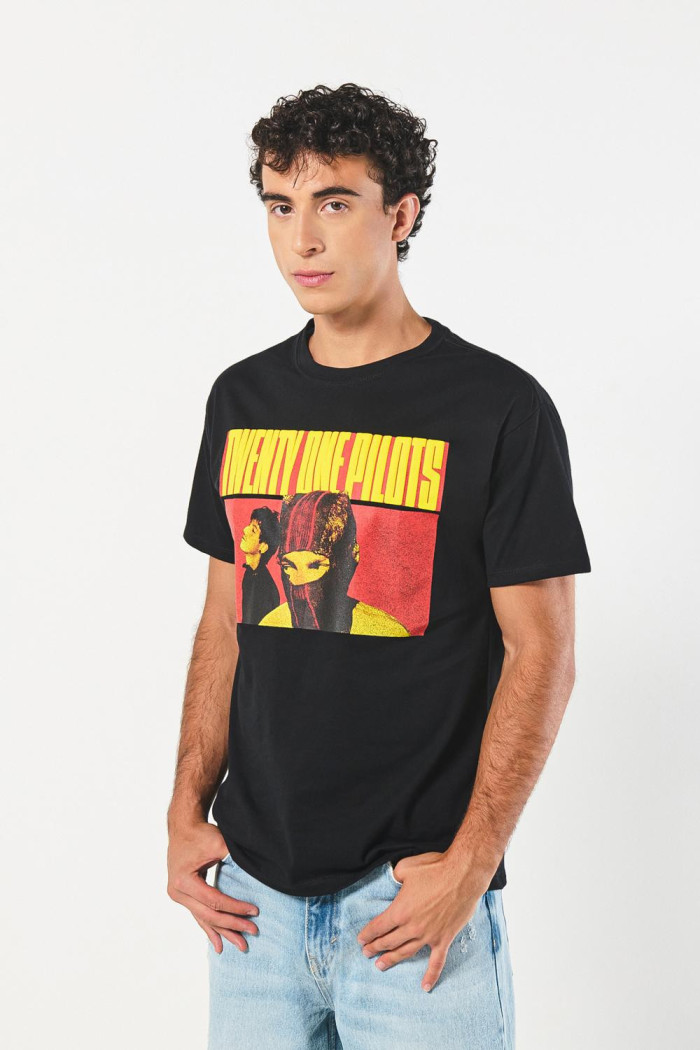 Camiseta de Twenty One Pilots negra con cuello redondo