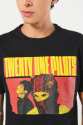 Camiseta de Twenty One Pilots negra con cuello redondo