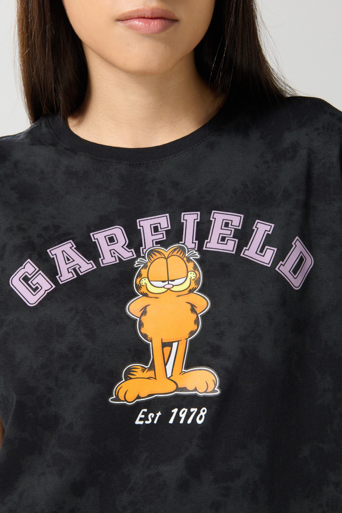 Camiseta negra tie dye manga corta de Garfield