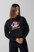 Buzo negro crop top con estampado de Los Picapiedra