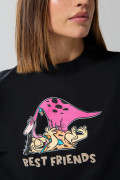 Buzo negro crop top con estampado de Los Picapiedra