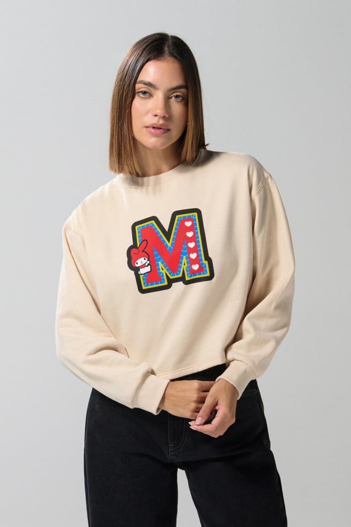 Buzo de My Melody kaki claro crop top