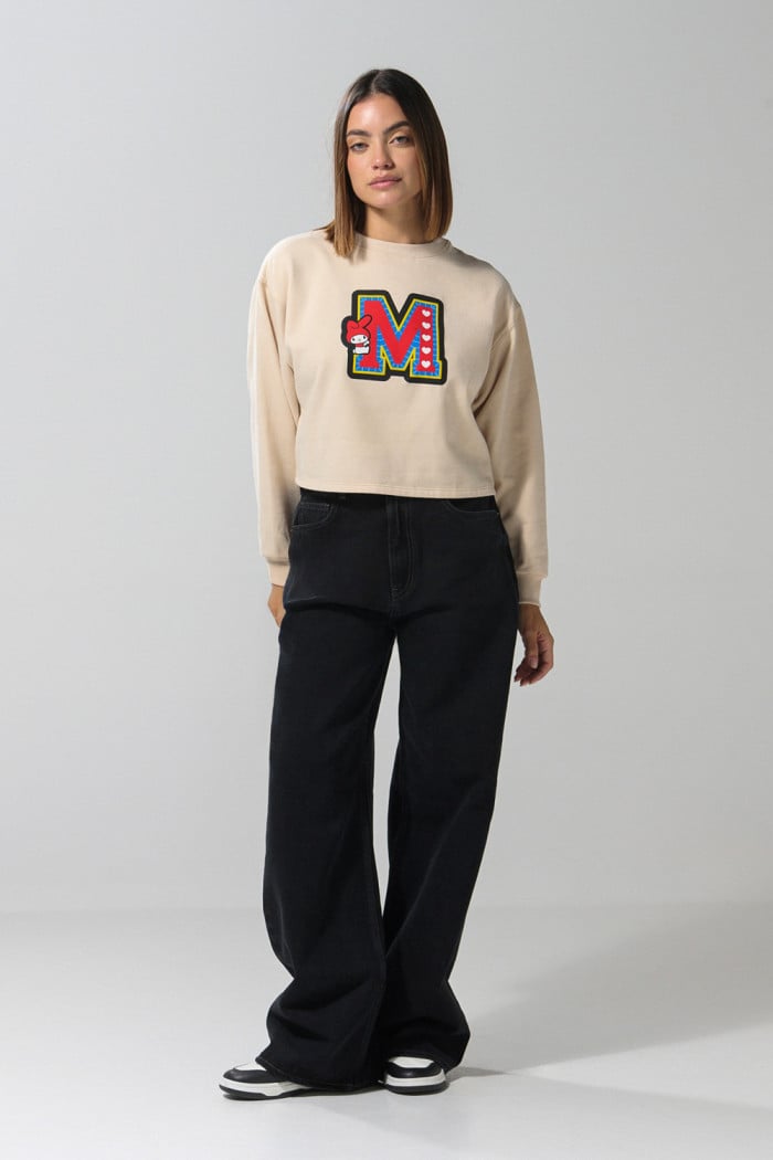 Buzo de My Melody kaki claro crop top