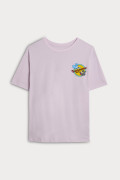 Camiseta lila clara manga corta con arte de Los Simpson