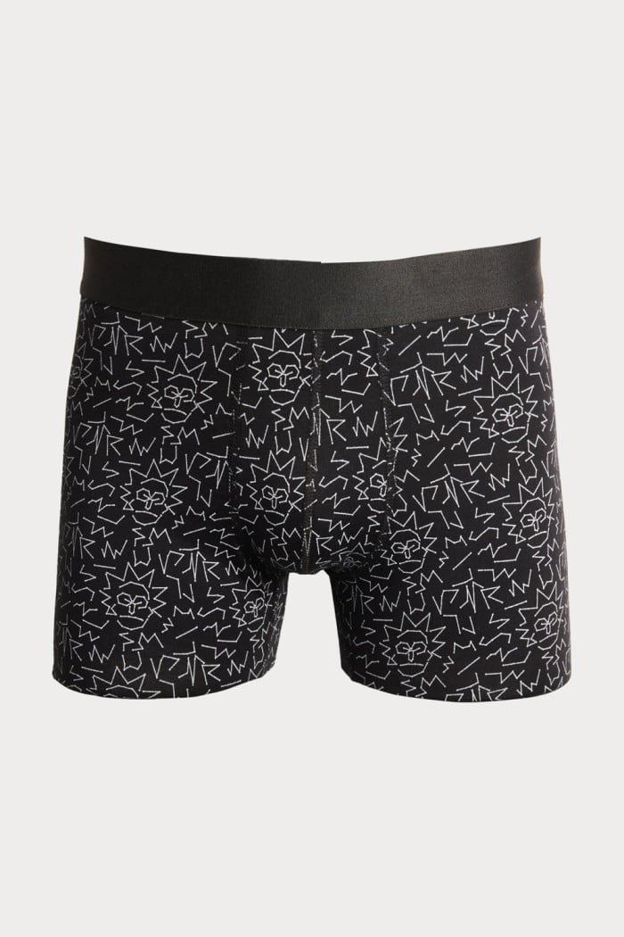 Bóxer negro midway brief-largo con diseños de Rick and Morty