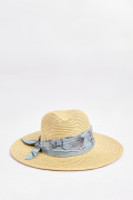 Sombrero kaki claro fedora con cinta decorativa