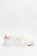Tenis cremas claros casuales con contrastes rosados