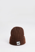 Gorro unicolor tejido con doblez ajustable y bordado