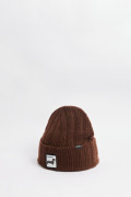 Gorro unicolor tejido con doblez ajustable y bordado