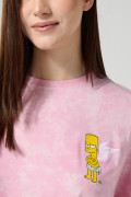 Camiseta oversize rosada tie dye con artes de Los Simpson