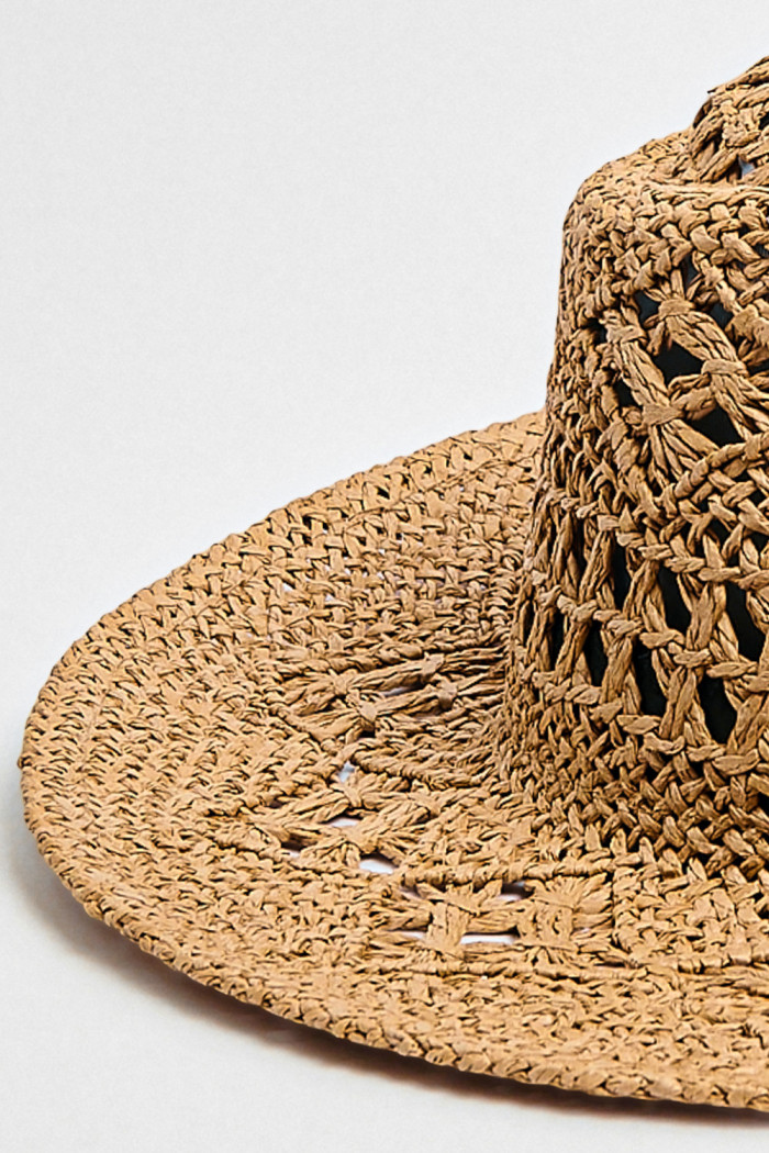 Sombrero Panamá kaki oscuro en tejido abierto