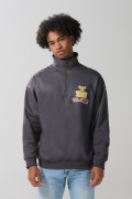 Buzo de Tom y Jerry oversize gris con cuello alto