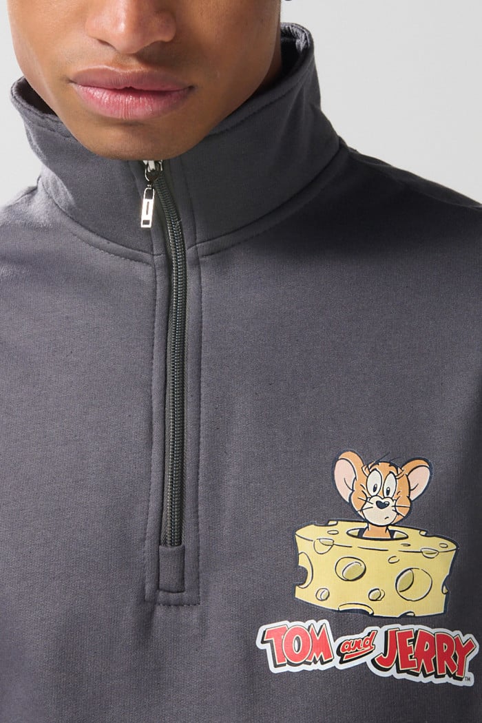 Buzo de Tom y Jerry oversize gris con cuello alto