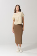 Camiseta kaki clara college con manga ranglan corta