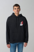 Buzo negro oversize con capota y diseños de Green Day
