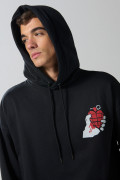 Buzo negro oversize con capota y diseños de Green Day