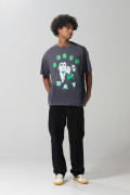 Camiseta gris oversize manga corta de Green Day