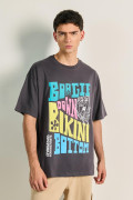 Camiseta oversize manga corta con estampado en frente de Bob Sponja