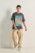 Camiseta oversize manga corta con estampado en frente de Bob Sponja