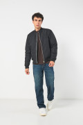 Chaqueta unicolor bomber acolchada con acabados en rib