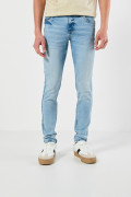 Jean tiro bajo skinny azul claro ceñido con desgastes