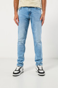 Jean slim tiro bajo azul claro ajustado con desgastes