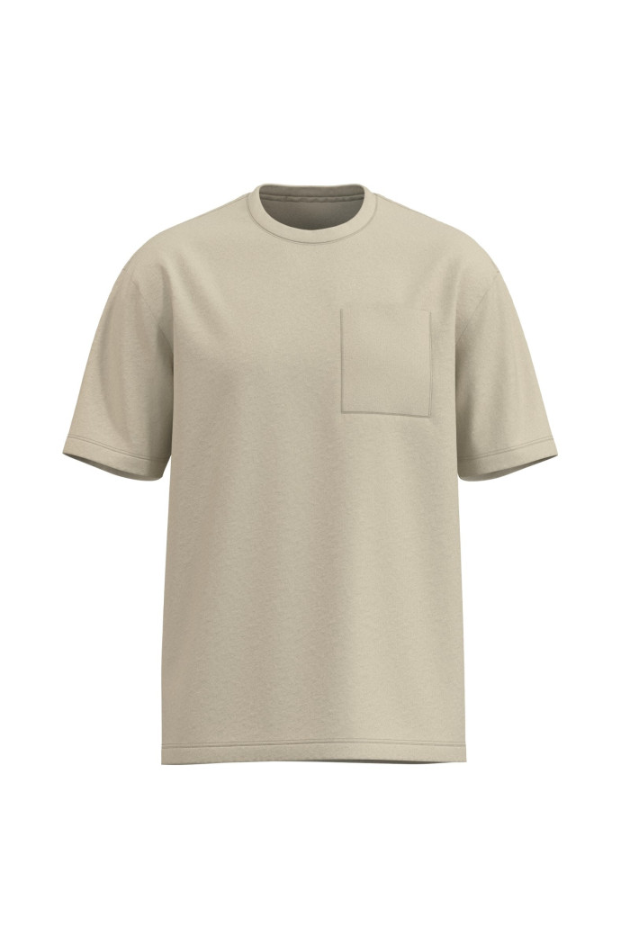 Camiseta manga corta unicolor con bolsillo cuadrado