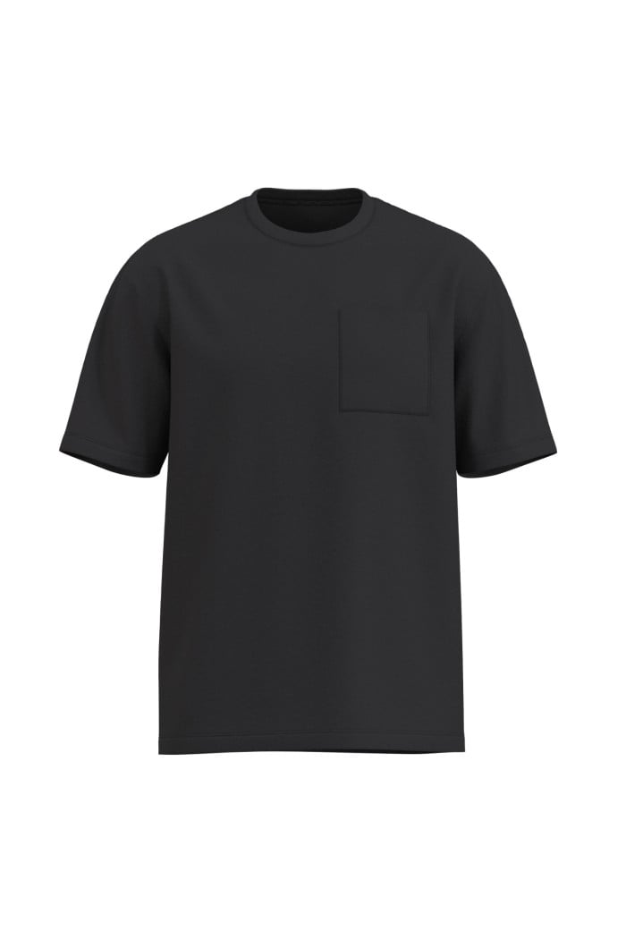 Camiseta manga corta unicolor con bolsillo cuadrado